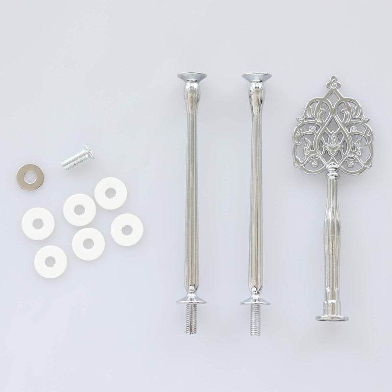 Happy Will 3 Tier 14" Heavy Metal Cake Stand Holder Fruit Plate Stand Fitting Hardware Rod with Stylus (Silver Scepter) - Image 3